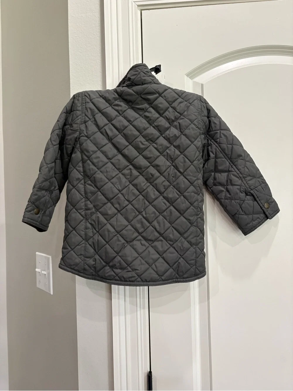 Gap baby gray quilted fleece lined button up jacket boys 3T GUC
